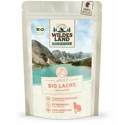 1x85 g Wildes Land BIO Adult Nassfutter für Katzen - Lachs mit Lachsöl