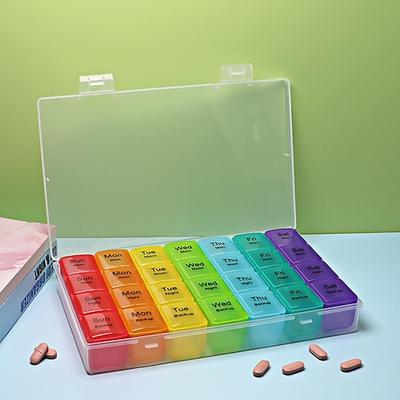 Monatlicher Pillen-Organizer für 28 Tage, Pillenbox, Medikamenten-Organizer, nach Wochen organisiert, großer 4-Wochen-Pillenbehälter mit staubdichtem Gehäuse für Fischöle, Vitamine,