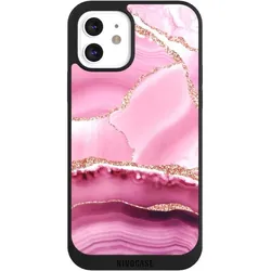 Nivocase Handyhülle für Apple iPhone 12 Hülle NIVOpure Case Schwarz Glitzer Look Marmor Meerjungfrau (Apple iPhone 12), Smartphone Hülle, Schwarz