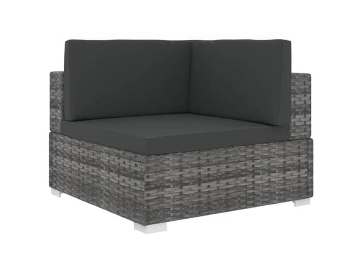 vidaXL Sofa-Eckteil mit Kissen Poly Rattan Grau