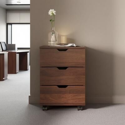 VIVIADORE 3 Drawer Rolling File Cabinet,Wooden Mobile Office Storage Cabinet with Casters,Under Desk Document Organizer