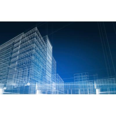 Fototapete PAPERMOON "Haus Blaupause", bunt, B:4m L:2,6m, Vlies, Tapeten