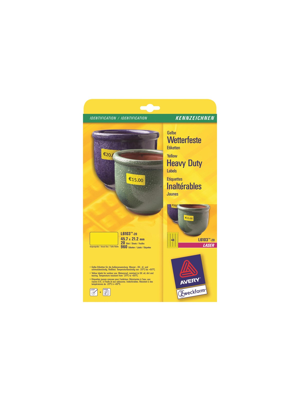 Avery Zweckform L6103 - labels - 960 label(s) - 45.7 x 21.2 mm
