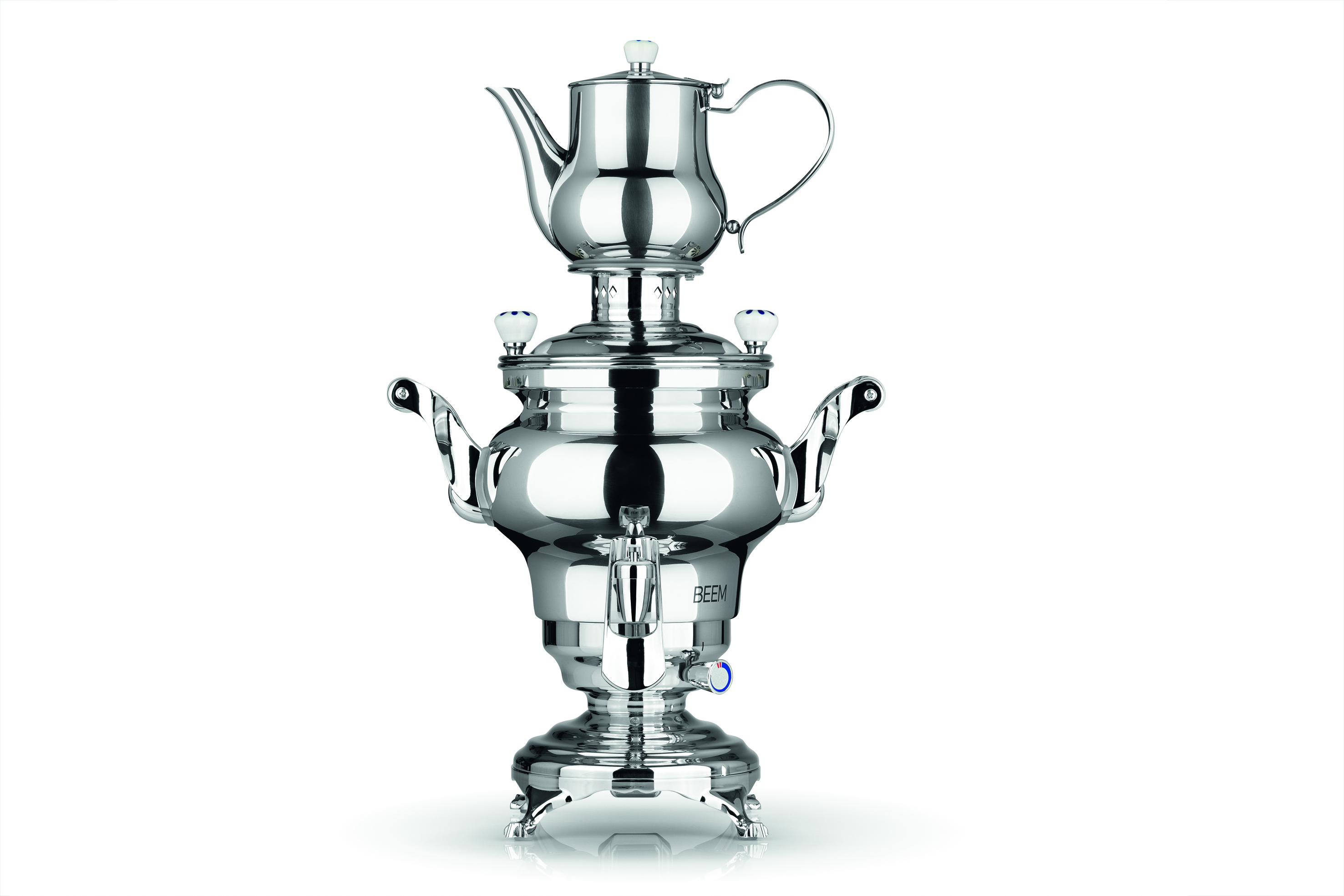 Samowar Odessa 3 L Teekocher elektrisch, 1,3 L Teekanne + Sieb 1800 W, Edelstahl, Gastro, Hotel, Privat