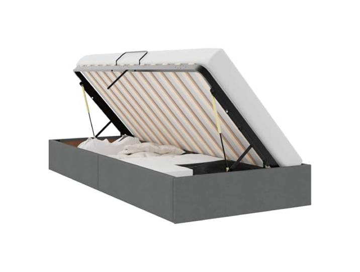 KTHLBRH Ottoman-Bett, dunkelgrau, 100 x 200 cm, Stoff Pulverbeschichtetes Metallgestell, hydraulisches Heben, Behälterfach, quadratischer Zug, weicher Stoff, Verwendung