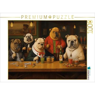 CALVENDO Puzzle Fünf Hunde stehen an der Theke in einer Bar | 1000 Teile Lege-Größe 64x48cm Foto-Puzzle für glückliche Stunden