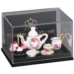 Reutter, Miniaturen, Kleine Teezeit Mit Kuchen, Rosenband