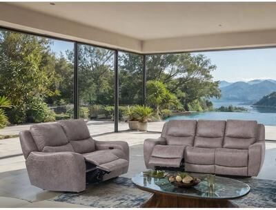 Esofastore Contemporary Brown Power Recliner Sofa Set Track Arms