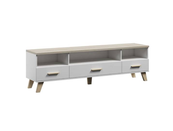 Meuble tv décor chêne & blanc brillant 180cm