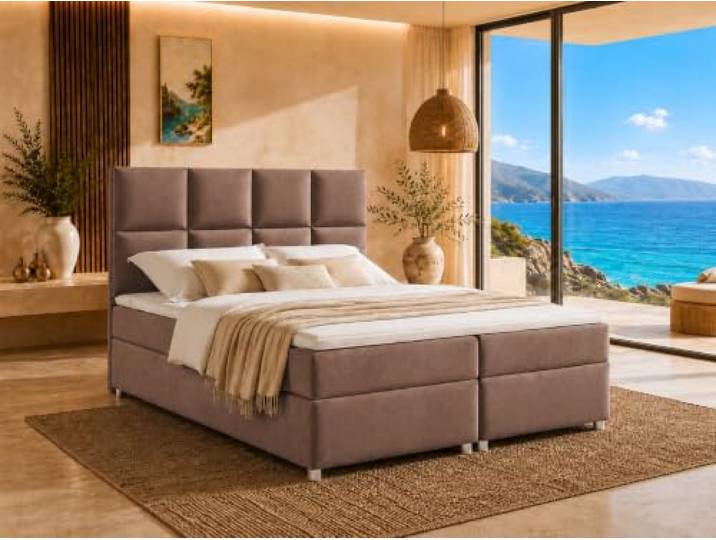 Best For Home Trinity K-2 Lux Boxspringbett 140x200 mit Matratze und Topper Elegantes Boxspringbett mit H3-Bonellfederkernmatratze, PUR-Schaum-Topper, zwei Bettkästen und hochwertigem Trinity-Stoff.