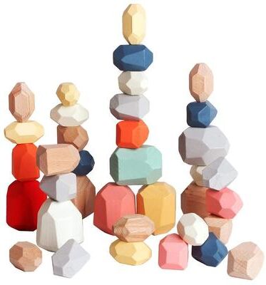 Uplift Picks Wooden Stacking Stones Montessori Balance Sorting Toy For Toddlers 36 Pcs
