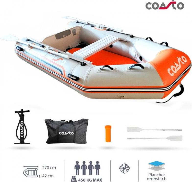 COASTO Schlauchboot mit Dropstitch Boden Dingi Beiboot Motorboot Ruderboot 270cm Shoe