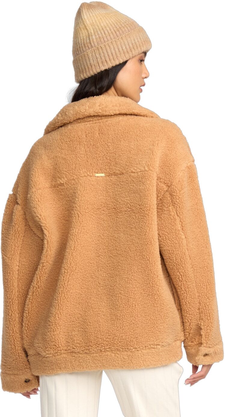 Fleecepullover BILLABONG "Resound Sherpa Shacket", Damen, Gr. M, beige (dusty trails), Obermaterial: 100% Polyester., Sweatshirts Fleecepullover dusty trails M
