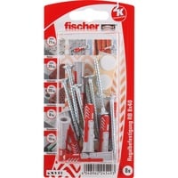 Dübel DUOPOWER 8x40 RB K hellgrau/rot, 8 Stück, mit Schraube und Aufklebern