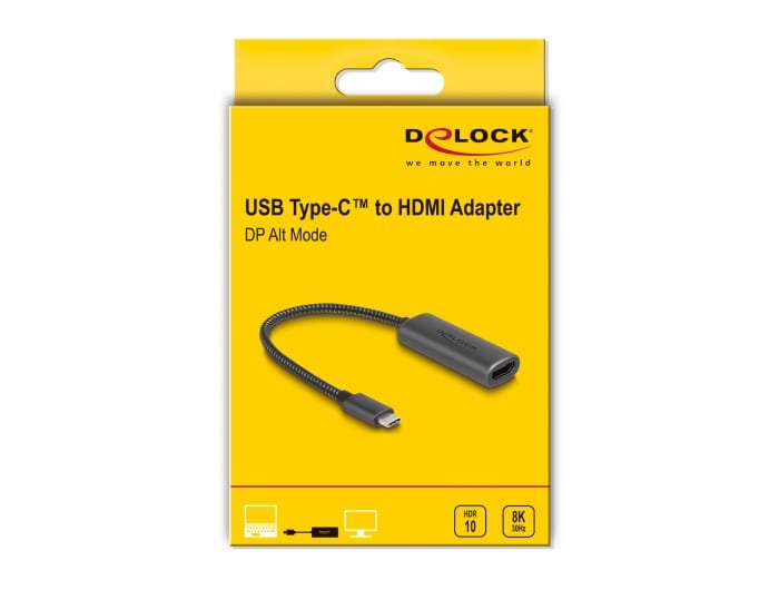 Delock USB Type-C Adapter zu HDMI (DP Alt Mode) 8K mit HDR Funktion Aluminium