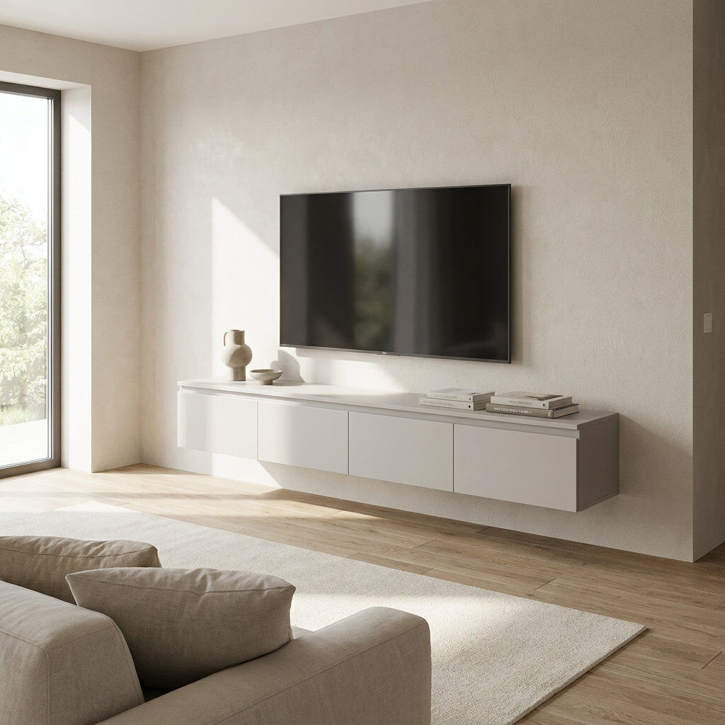 17 Stories Syvanna 200 cm Wall-Mounted TV Cabinet Beige 75"