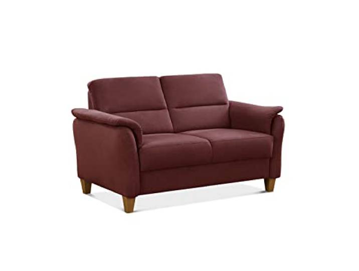 CAVADORE 2er-Sofa Palera mit Federkern / Kompakte Zweisitzer-Couch im Landhaus-Stil / passender Sessel und Hocker optional / 149 x 89 x 89 / Mikrofaser, Rot