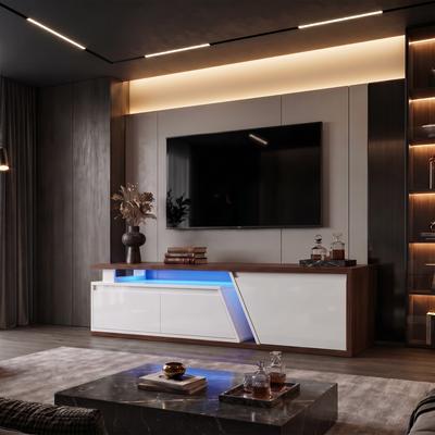 Orange Casual Modern Extendable Rotating TV Stand with LED Lighting