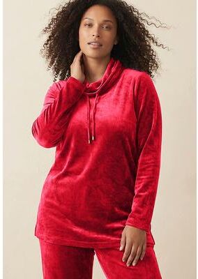 Plus Size Women's Plus Size Comfort+ Velour Cowl Neck Tunic by Roaman's in Vivid Red (Size 12)