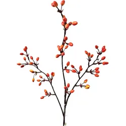 Deko-Zweig Wildrosen-Hagebutten 83 cm Kunststoff Orange