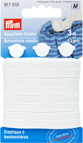 Prym Gold-Zack Gummiband "Knopfloch-Elastik", Breite: 12 mm, Länge: 3 m