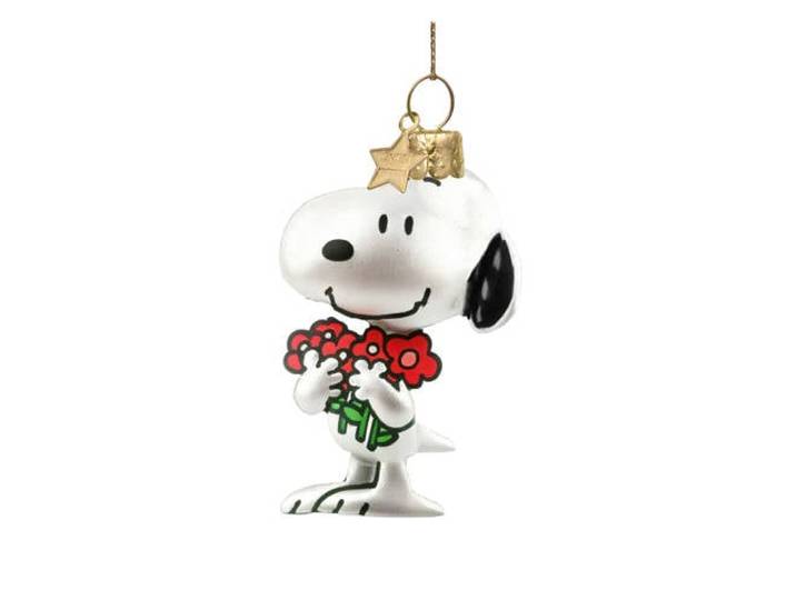 Vondels kerstornament Snoopy met bloemen