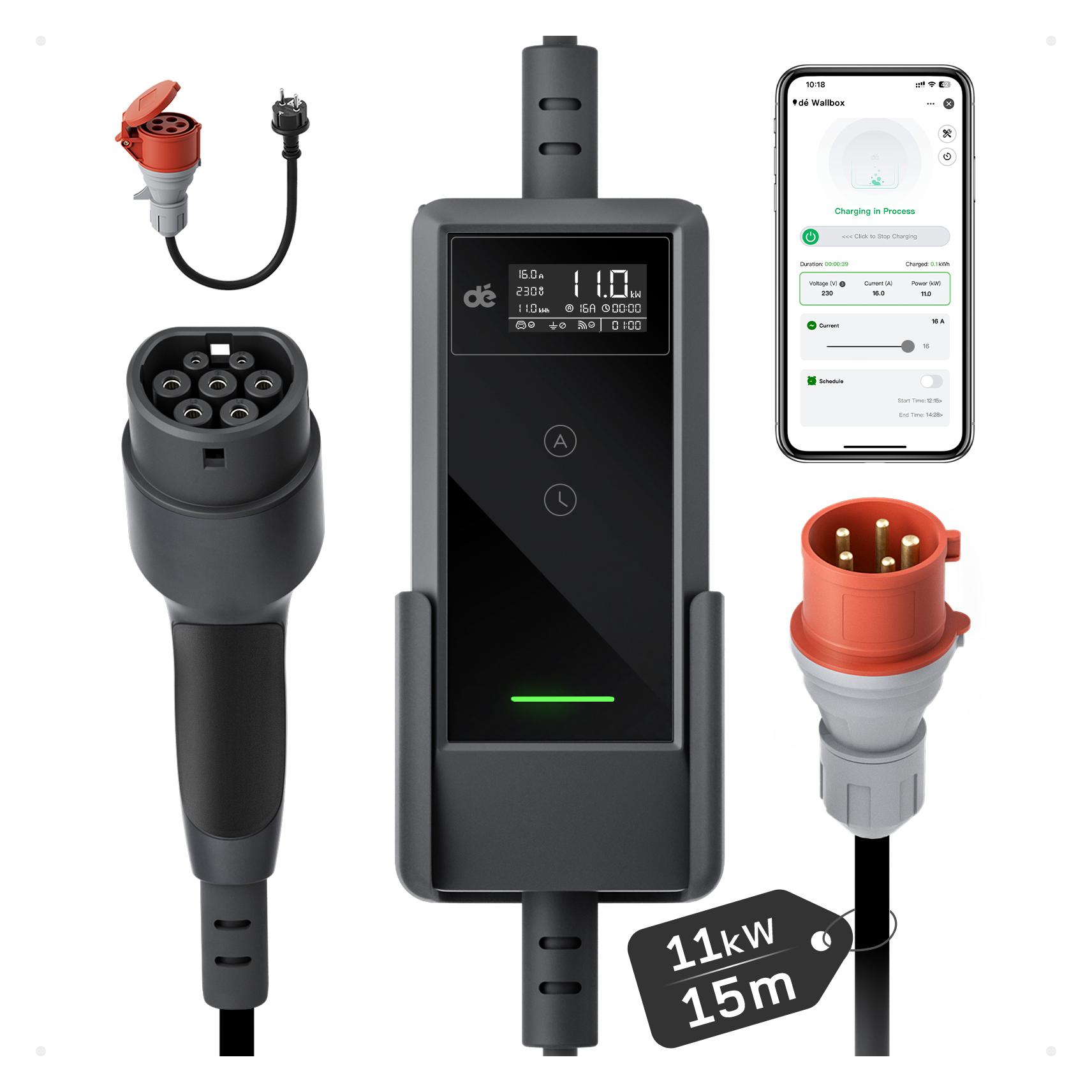 NoName d 11-kW-Tragbares Ladegerät mit 15 m langem Kabel (APP-VERSION) (11 kW) (73427751)