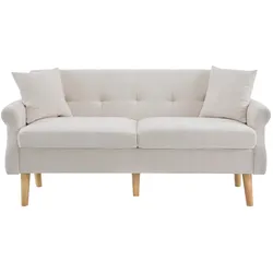 OKWISH Sofa 162x74x77 cm aus Chenille mit dicken Sitzkissen – komfortables Loveseat, stilvolles Wohnzimmer Polstersofa Beige, ergonomisch & langlebig