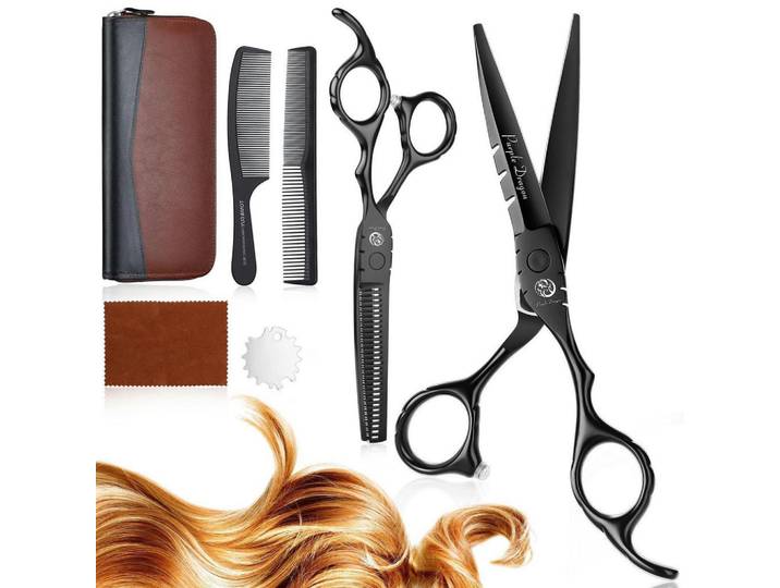 Friseurscheren Set 6 Zoll Schwarz 7-teiliges Set, Metall, 6.6x2.5x17.5 cm, Freizeit & Co, Wellness & Gesundheit, Körperpflege