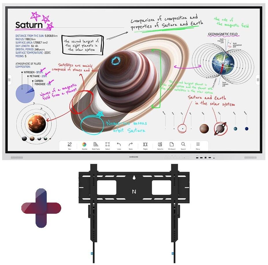Samsung Flip Pro WM85B Flipchart 215,9 cm 85 Zoll inkl. Neomounts WL30-750BL16 Wandhalterung LH85WMBWLGCXEN+WL30-750BL16