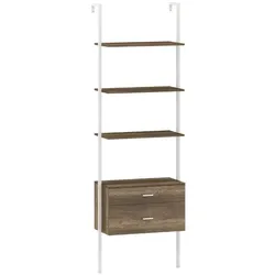 COSTWAY 6-stöckiges Leiterregal mit 2 Schubladen, 184 cm Wandregal mit Metallrahmen, modern offen