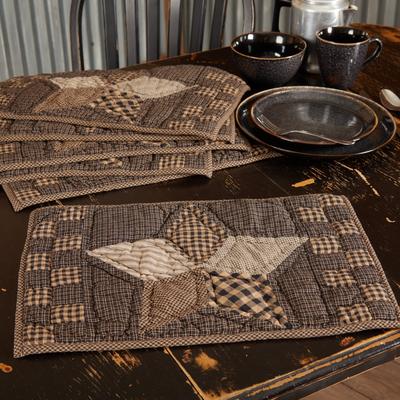 VHC Brands Farmhouse Star Placemat Quilted Set of 6 12x18 - Placemat 12x18