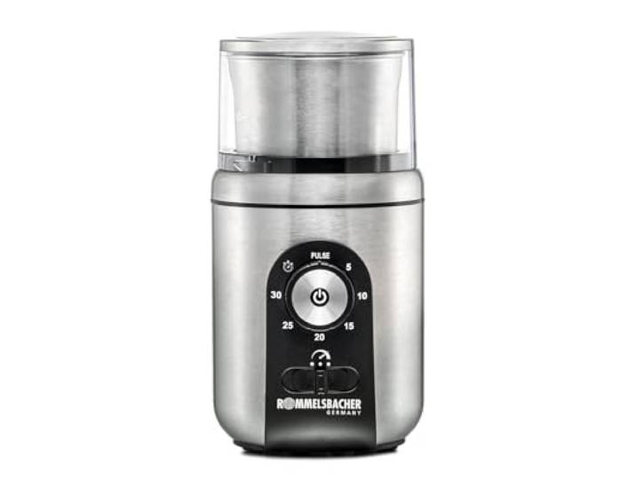 ROMMELSBACHER Gewürz- & Kaffeemühle EGK 250, 2 Edelstahlbehälter mit Schlagmesser & Spezialmesser, Füllmenge 70 g, Mahlgrad über Mahldauer wählbar, auch für Pesto, Gewürze, Nüsse, Zucker