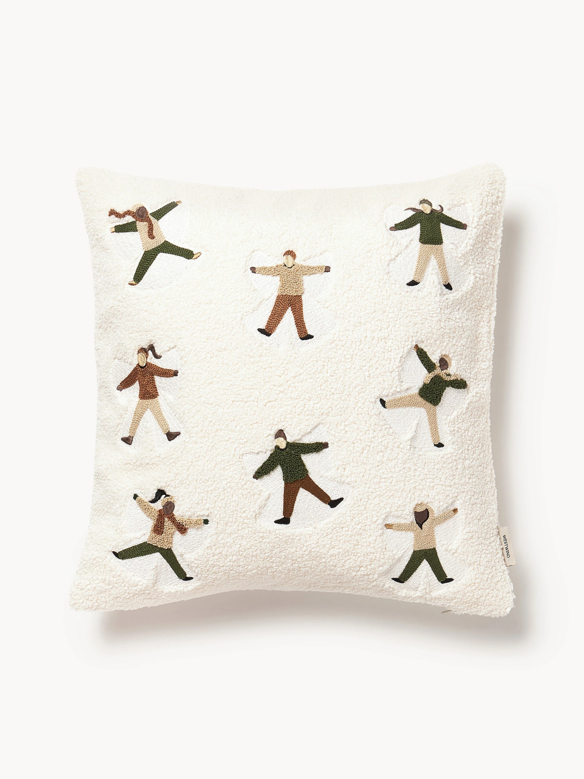 Westwing Collection Geborduurde teddy kussenhoes Winter Aniela