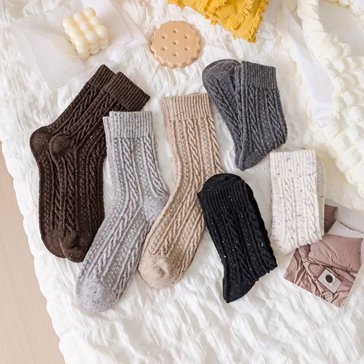 INF 6 Paar Wollsocken - Mehrfarbiges Pack: Warm, Rutschfest & Schweißabsorbierend