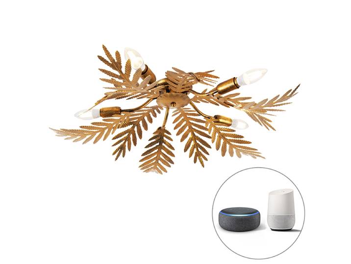 Plafonnier intelligent vintage doré 70 cm avec 5 WiFi B35 -