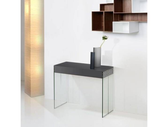 Table Console Extensible - GIOVANNI MARCHESI - New York - Gris Laqué - 4 Allonges - Design Contemporain