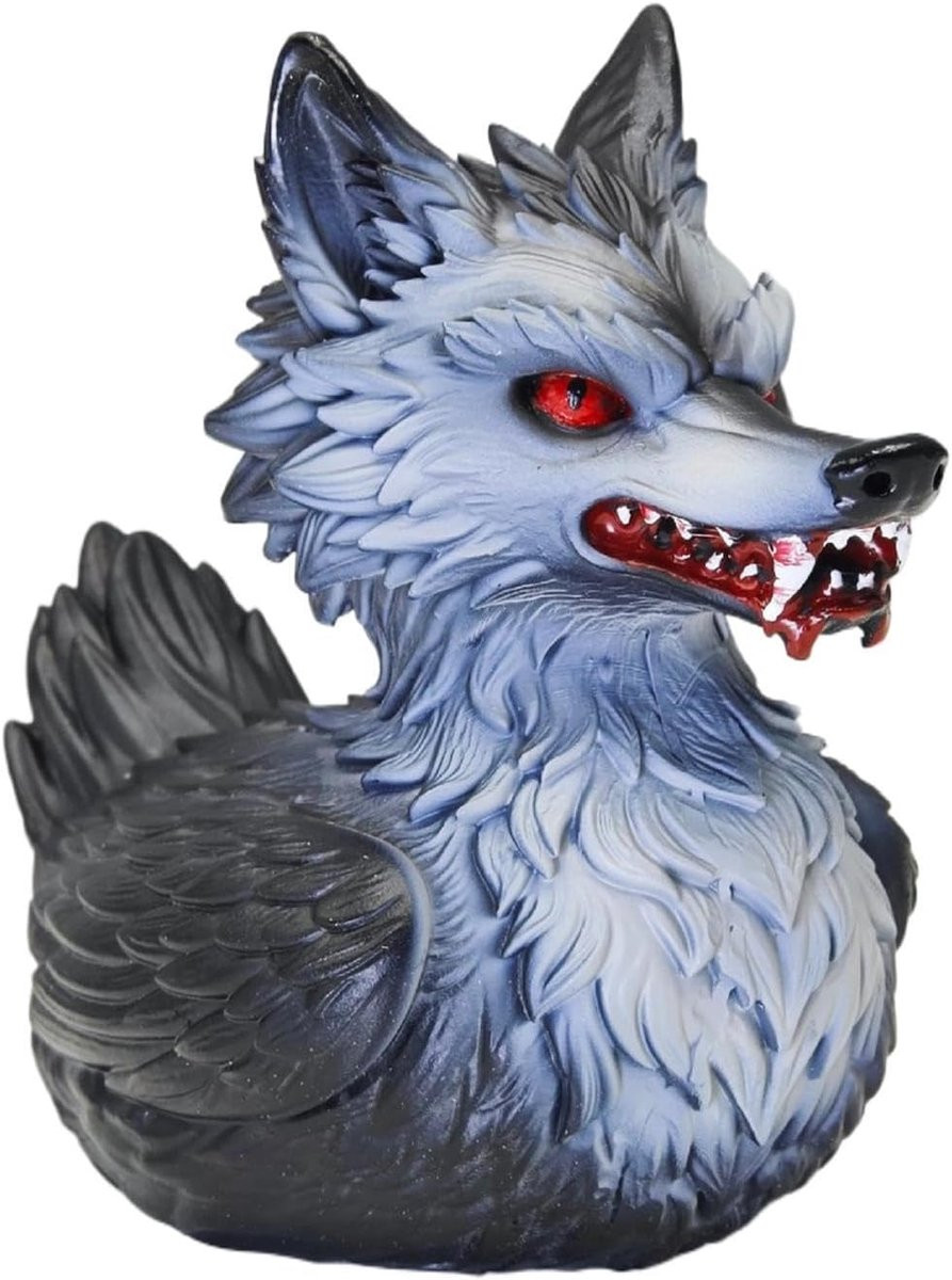 Weerwolf Eend Figuur - Zwart Horror Decoratie - 8,7 cm Lengte