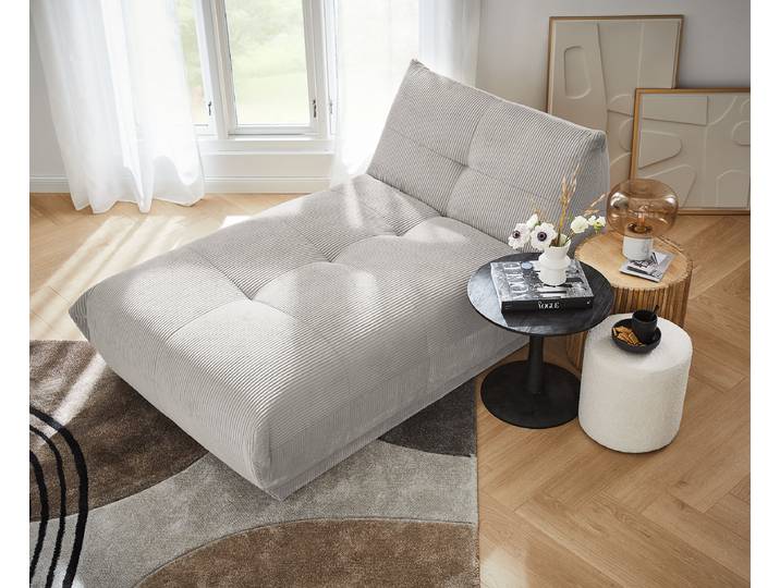 Élément de canapé Chaise longue Gris Velours côtelé Riffka 105 x 80 x 185cm