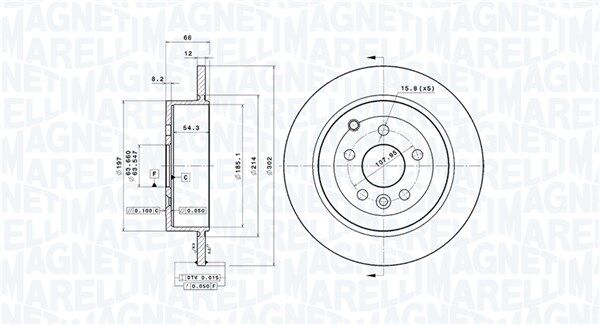 Magneti Marelli Bremsscheibe 360406088501 302mm 12mm Für Land Rover