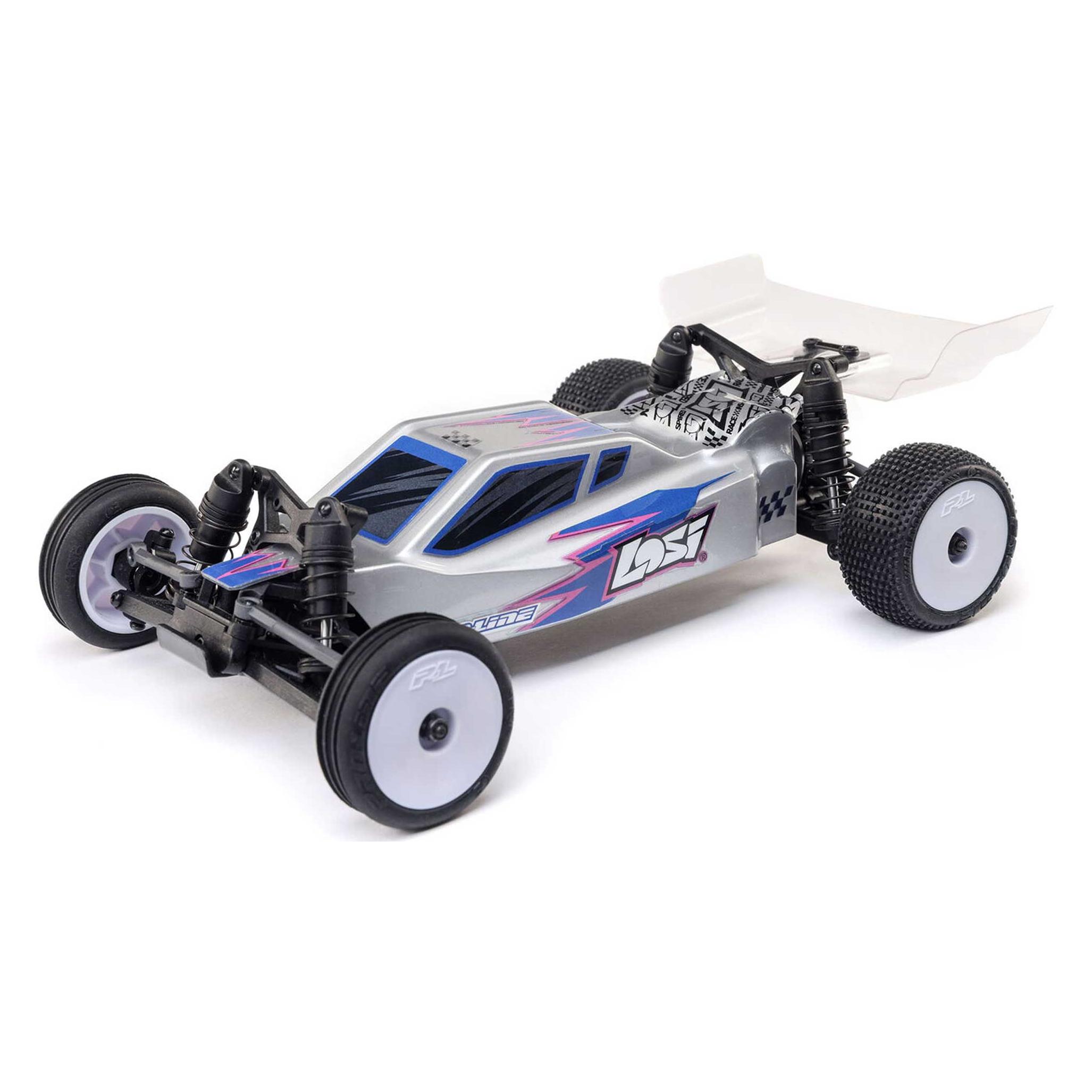 Losi Micro-B 1/24 2WD Buggy RTR, Silber (RTR Ready-to-Run) (LOS00007T2)