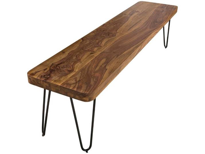 moebelfaktor Sitzbank Agdenes, Massivholz, Breite 120/160 cm, Holzbank, Industrial, Metallgestell