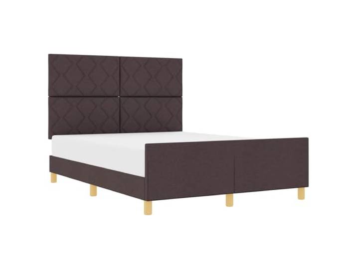 KTHLBRH Bettgestell Dunkelbraun 160 x 200 cm aus Stoff Minimalistisches Design, Stoffbezug, Schaumstoffpolsterung, Holztechnik, Kopfteil und Fußteil