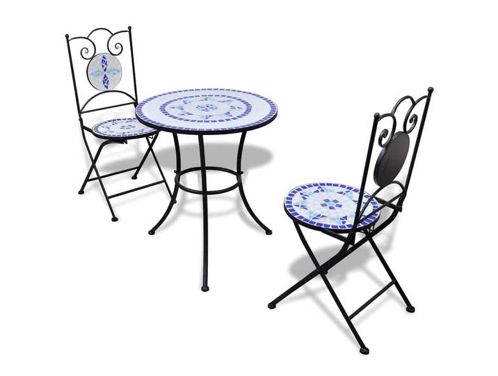 vidaXL 3-tlg. Bistro-Set Keramikfliesen Blau und Weiß