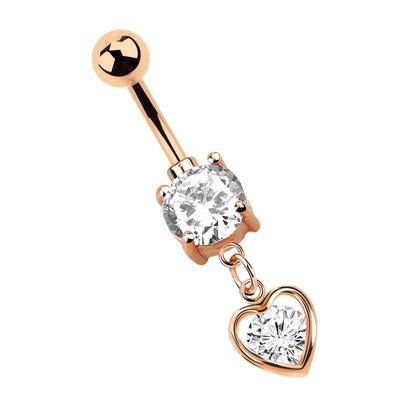 Bauchnabelpiercing ADELIA´S "Piercing Bauchnabelpiercing", rosa (rosegold), Piercings, Damen, onesize, Chirurgiestahl, mit zwei 8 mm gefassten Steinen