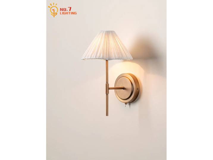Applique murale nordique moderne Simple en cuivre avec interrupteur LED E27 design classique mural hôtel allée chambre chevet fond