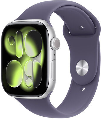Apple Watch Series 11 GPS + Cellular 46mm Cassa Alluminio Argento con Sport Band Viola Nebbia - S/M