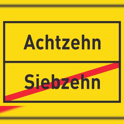 HB-Druck Achtzehn Siebzehn Schild Ortsschild A3 Rückseite selbstklebend