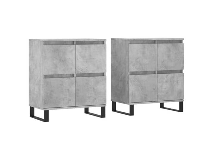 Roanoer Sideboard 2er Set Betongrau Holzwerkstoff 120x35x70cm Kommode Zwei moderne Anrichten für Wohnzimmer und Flur mit stabiler Oberplatte für Fotos, Pflanzen und Dekoration.