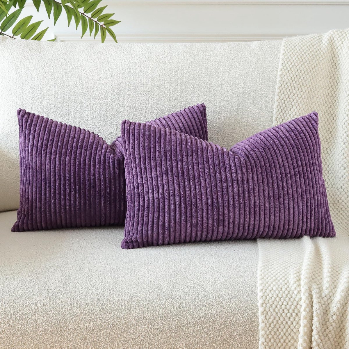 Ibenzoa Set van 2 Luxe Corduroy Kussenovertrekken